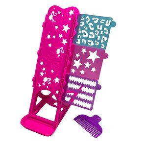 Barbie Hairtastic Color and Design Salon Set 2012 Stencils Stand Comb